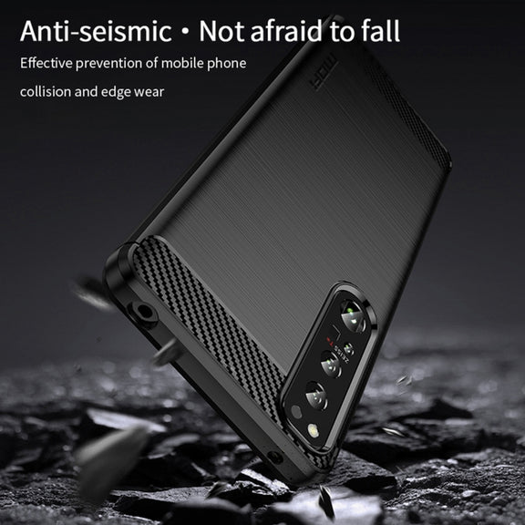 For Sony Xperia 1 IV MOFI Gentleness Series Brushed Texture Carbon Fiber Soft TPU Case(Red)