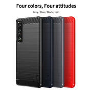 For Sony Xperia 1 IV MOFI Gentleness Series Brushed Texture Carbon Fiber Soft TPU Case(Red)