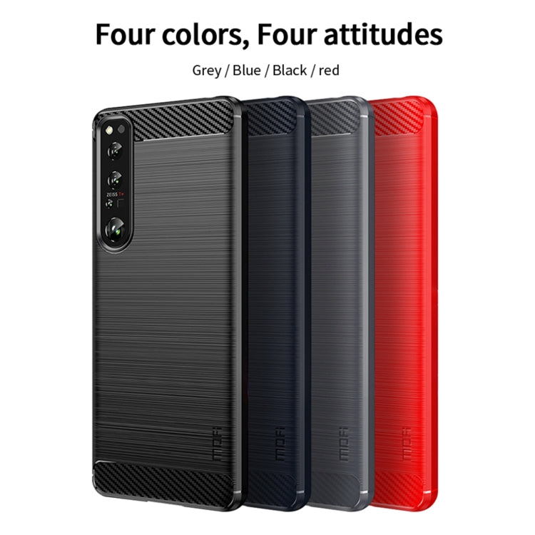 For Sony Xperia 1 IV MOFI Gentleness Series Brushed Texture Carbon Fiber Soft TPU Case(Red)