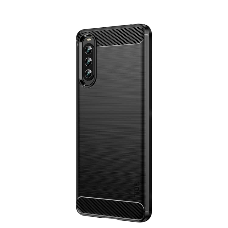 For Sony Xperia 10 IV MOFI Gentleness Series Brushed Texture Carbon Fiber Soft TPU Case(Black)