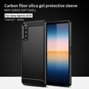 For Sony Xperia 10 IV MOFI Gentleness Series Brushed Texture Carbon Fiber Soft TPU Case(Black)