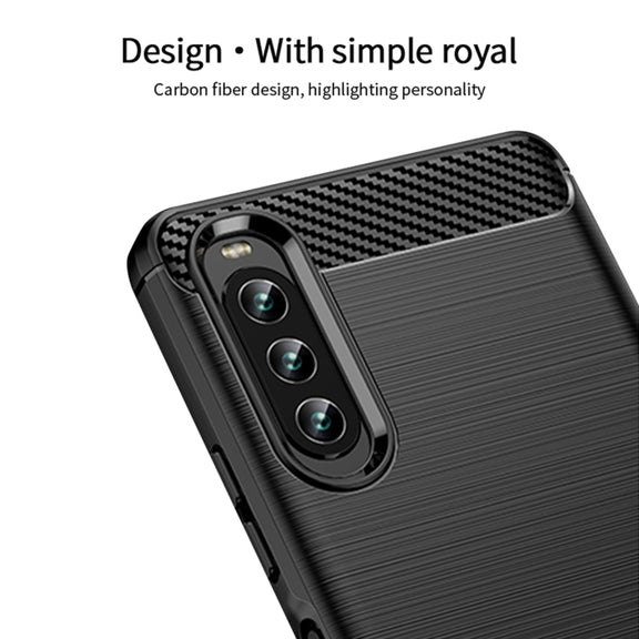 For Sony Xperia 10 IV MOFI Gentleness Series Brushed Texture Carbon Fiber Soft TPU Case(Black)