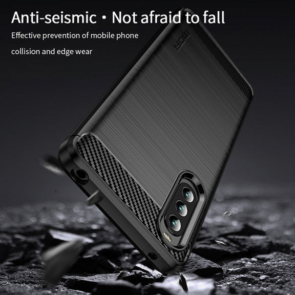 For Sony Xperia 10 IV MOFI Gentleness Series Brushed Texture Carbon Fiber Soft TPU Case(Black)