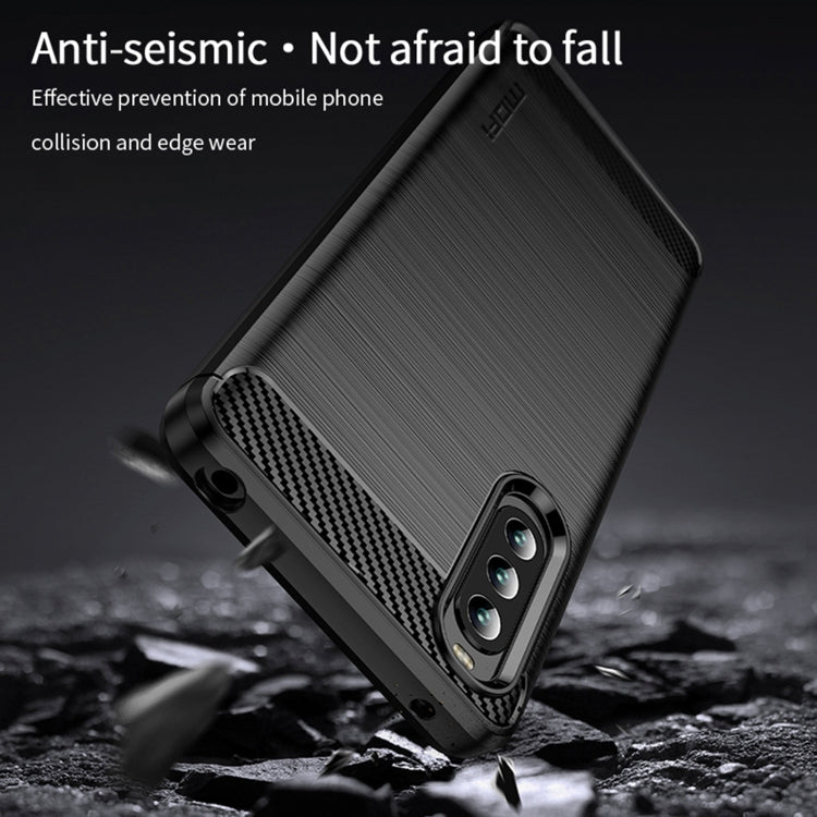 For Sony Xperia 10 IV MOFI Gentleness Series Brushed Texture Carbon Fiber Soft TPU Case(Black)
