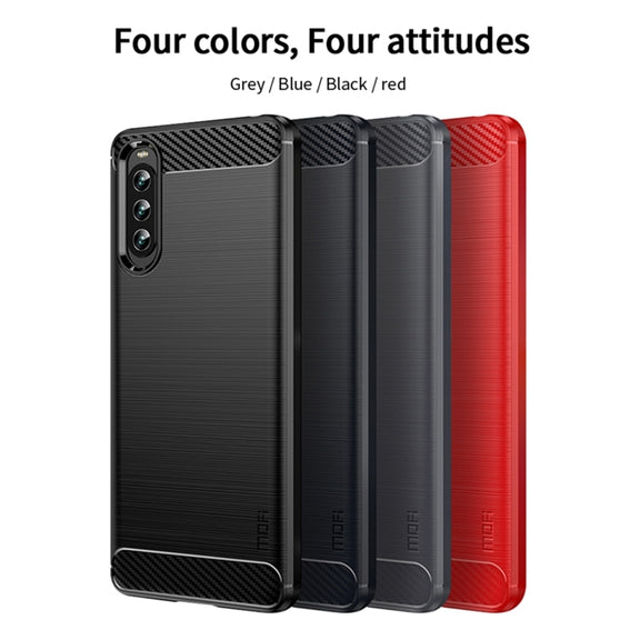 For Sony Xperia 10 IV MOFI Gentleness Series Brushed Texture Carbon Fiber Soft TPU Case(Black)