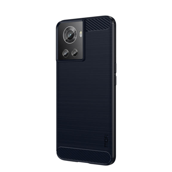 For OnePlus Ace / 10R 5G MOFI Gentleness Series Brushed Texture Carbon Fiber Soft TPU Case(Blue)