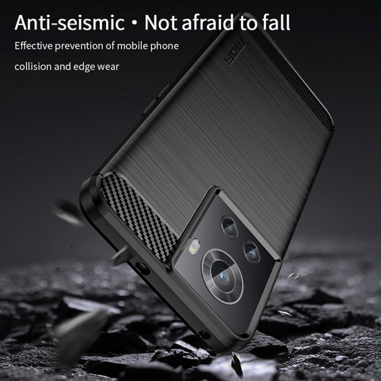 For OnePlus Ace / 10R 5G MOFI Gentleness Series Brushed Texture Carbon Fiber Soft TPU Case(Blue)