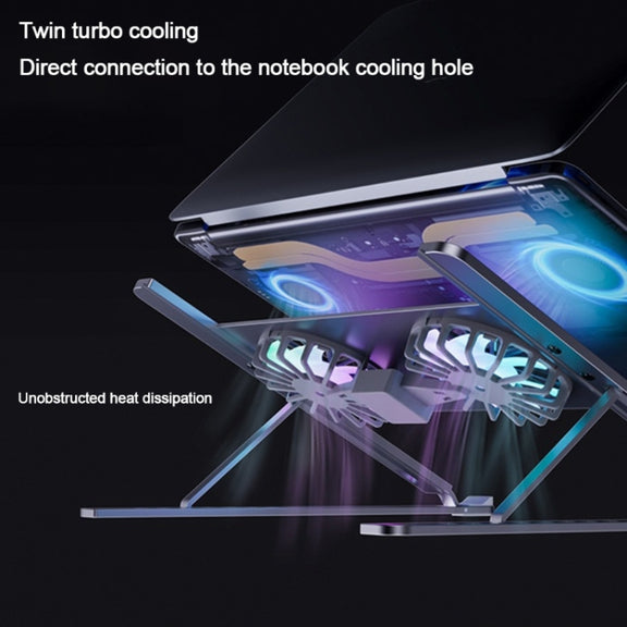 BONERUY P11F Adjustable Laptop Stand Cooling Holder with Double Fans