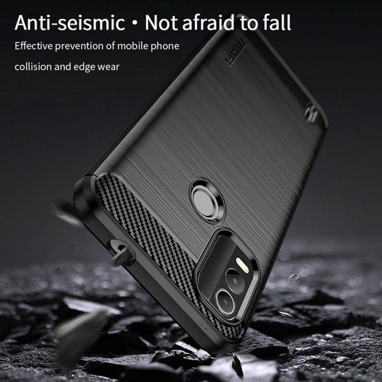 For Nokia C21 Plus MOFI Gentleness Brushed Carbon Fiber Soft TPU Case(Black)