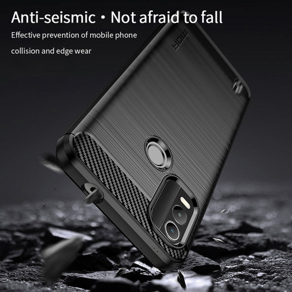 For Nokia C21 Plus MOFI Gentleness Brushed Carbon Fiber Soft TPU Case(Black)