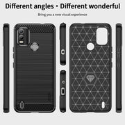For Nokia C21 Plus MOFI Gentleness Brushed Carbon Fiber Soft TPU Case(Black)