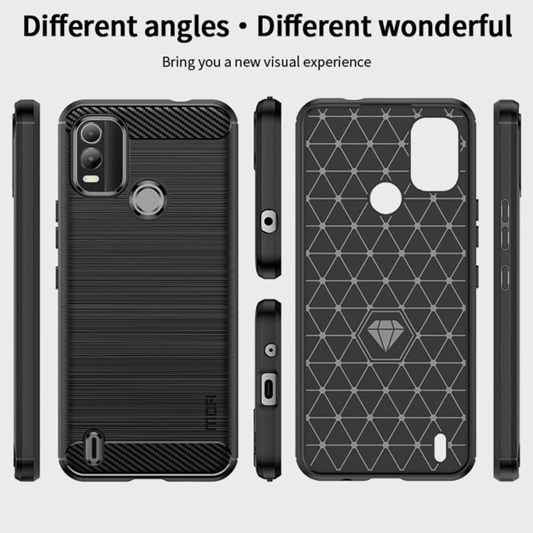 For Nokia C21 Plus MOFI Gentleness Brushed Carbon Fiber Soft TPU Case(Black)