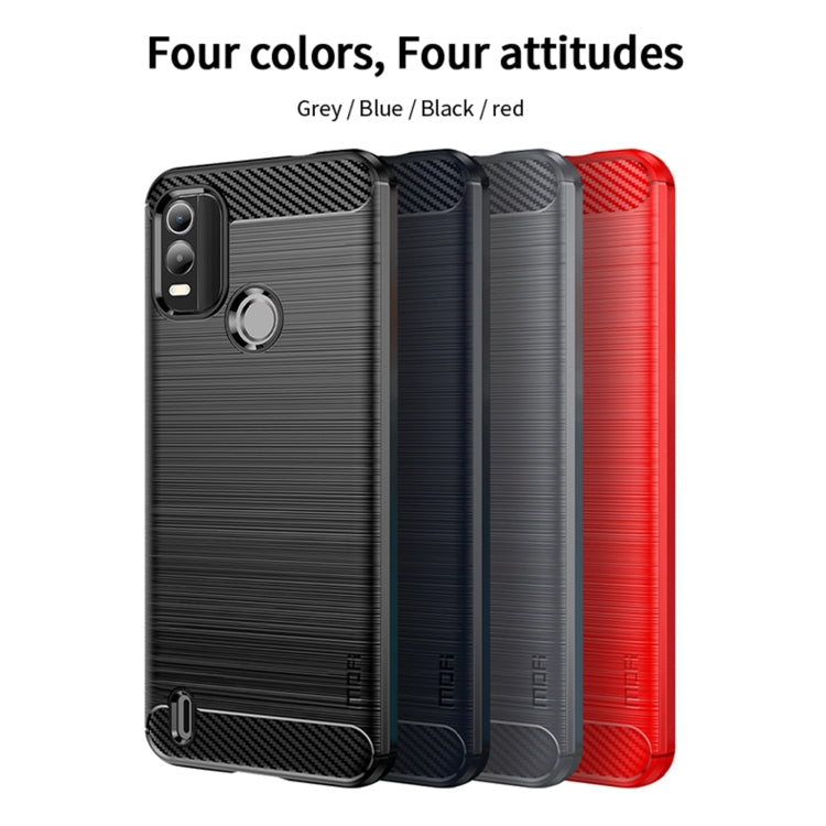 For Nokia C21 Plus MOFI Gentleness Brushed Carbon Fiber Soft TPU Case(Black)