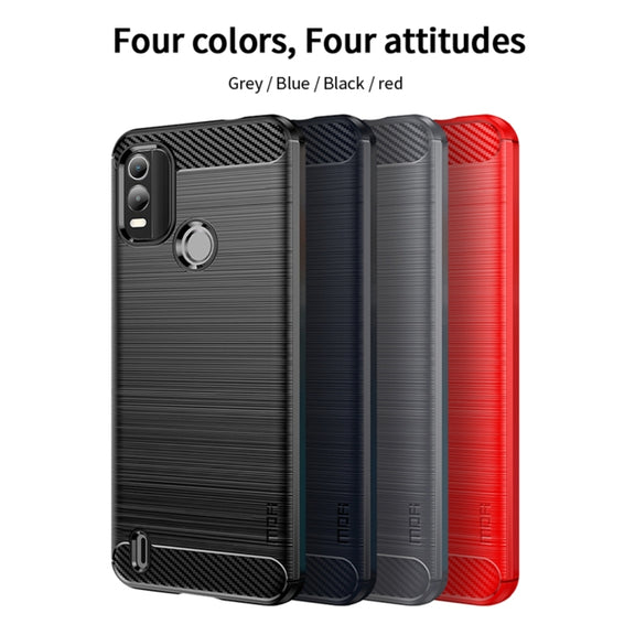 For Nokia C21 Plus MOFI Gentleness Brushed Carbon Fiber Soft TPU Case(Red)
