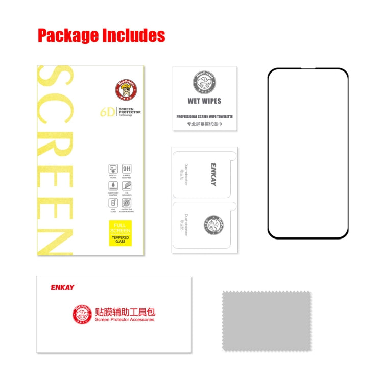 For iPhone 16e / 14 / 13 / 13 Pro ENKAY 6D Full Glue Tempered Glass Full Film