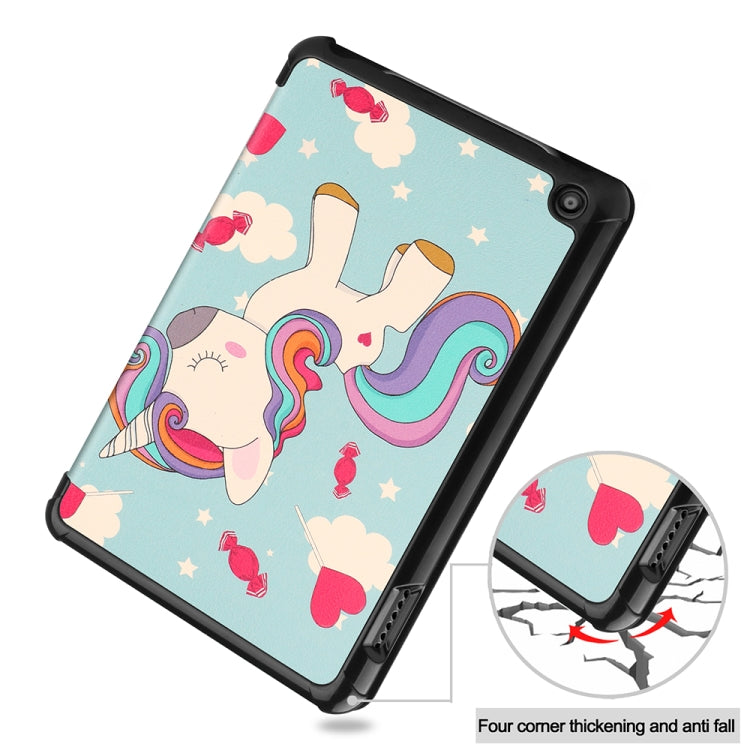 For Amazon Fire 7 12th 2022 JSM Smart Leather Tablet Case(Unicorn)