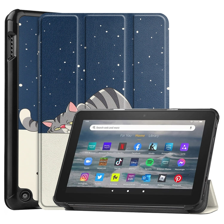 Amazon Fire 7 12th 2022 JSM Smart Leather Tablet Case(Lazy Cat)