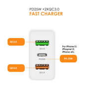 45W PD3.0 + 2 x QC3.0 USB Multi Port Quick Charger, US Plug(White)