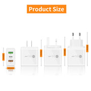 45W PD3.0 + 2 x QC3.0 USB Multi Port Quick Charger, US Plug(White)