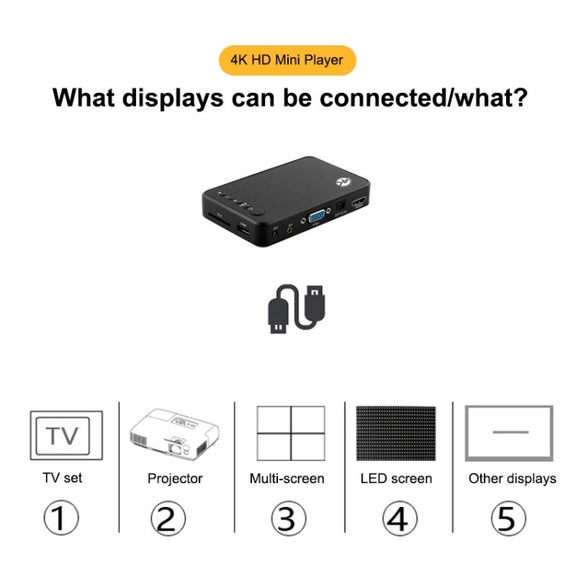 X16 4K Media Player Horizontal And Vertical Screen Video Advertising AD Player, Auto Looping Playback(EU Plug)