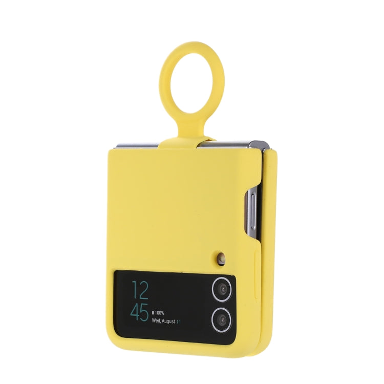 For Samsung Galaxy Flip 3 Silicone Integrated Ring Buckle Phone Case(Yellow)
