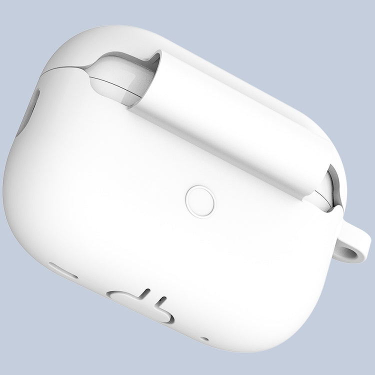 For Apple AirPods Pro 2 2022 ENKAY Thickened Silicone Protective Case with Keychain(White)