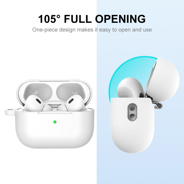 For Apple AirPods Pro 2 2022 ENKAY Thickened Silicone Protective Case with Keychain(White)