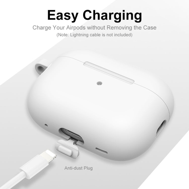 For Apple AirPods Pro 2 2022 ENKAY Thickened Silicone Protective Case with Keychain(White)