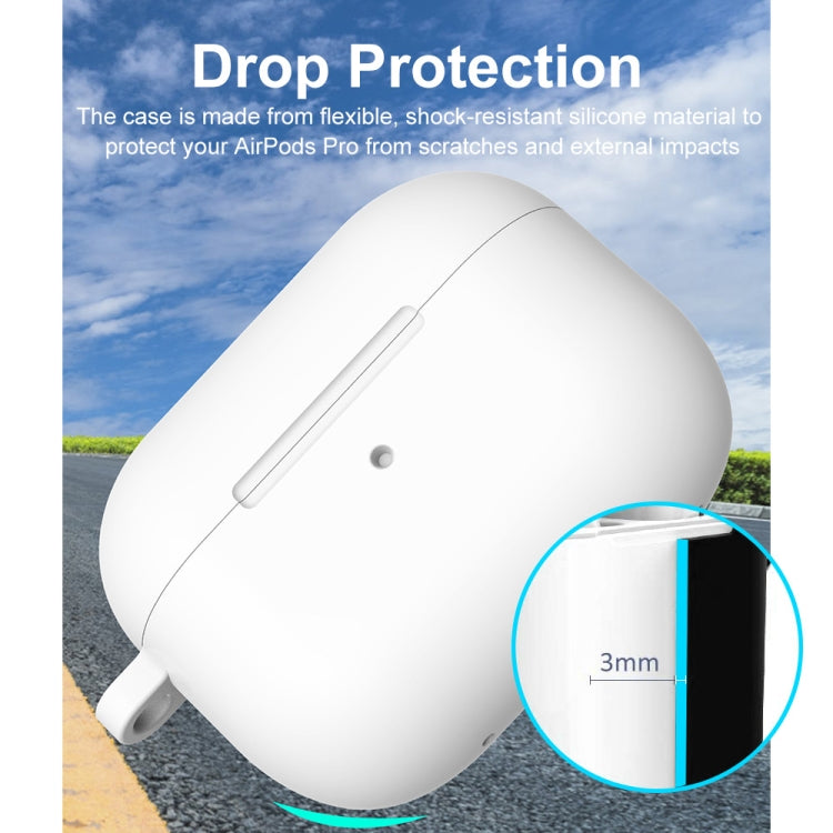 For Apple AirPods Pro 2 2022 ENKAY Thickened Silicone Protective Case with Keychain(White)