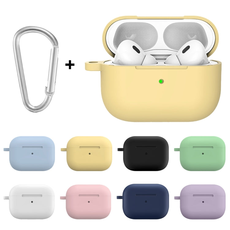 For Apple AirPods Pro 2 2022 ENKAY Thickened Silicone Protective Case with Keychain(White)