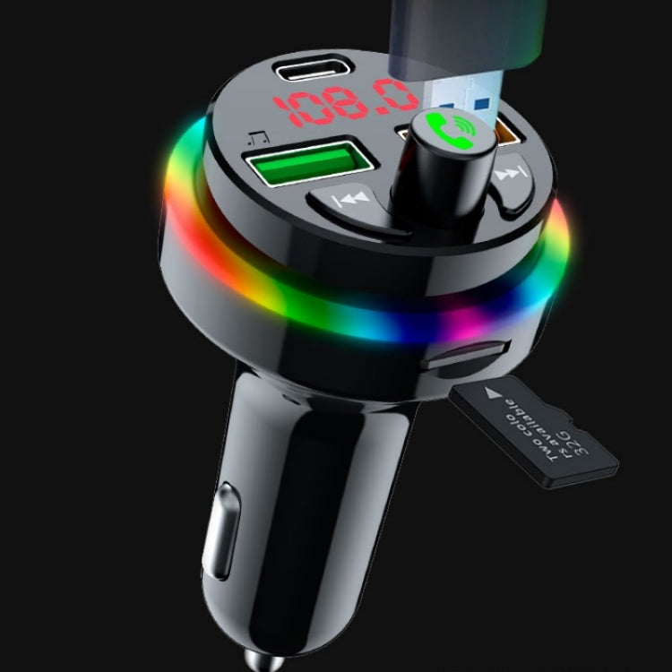 PDF17 Car Bluetooth 5.0 Charger FM Transmitter Type-C Dual USB MP3 Music Player