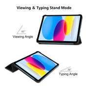 For iPad 2025 / 2022 ENKAY Tri-fold Custer Texture Leather Stand Smart Case(Dark Blue)