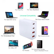 GaN 100W Dual USB + Dual USB-C/Type-C Multi Port Charger with 2m Type-C to Type-C Data Cable Set US Plug
