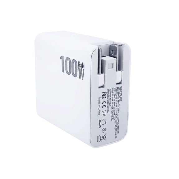 GaN 100W Dual USB + Dual USB-C/Type-C Multi Port Charger with 2m Type-C to Type-C Data Cable Set US / AU Plug