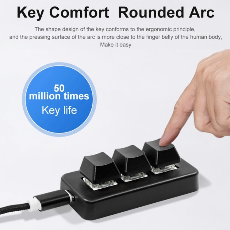 MK321BT Bluetooth 5.1 3 Keys Custom Keys Game Office PS Clip Macro Programming Keypad(Black)