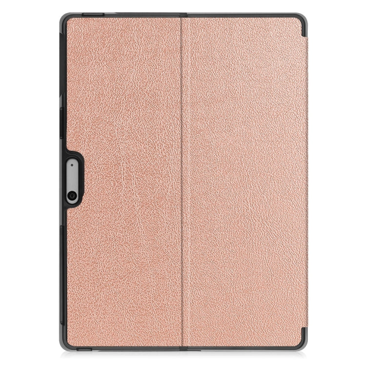 For Microsoft Surface Pro 9 JUNSUNMAY Custer Solid Color 3-Fold Stand Leather Tablet Case(Rose Gold)