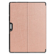 For Microsoft Surface Pro 9 JUNSUNMAY Custer Solid Color 3-Fold Stand Leather Tablet Case(Rose Gold)