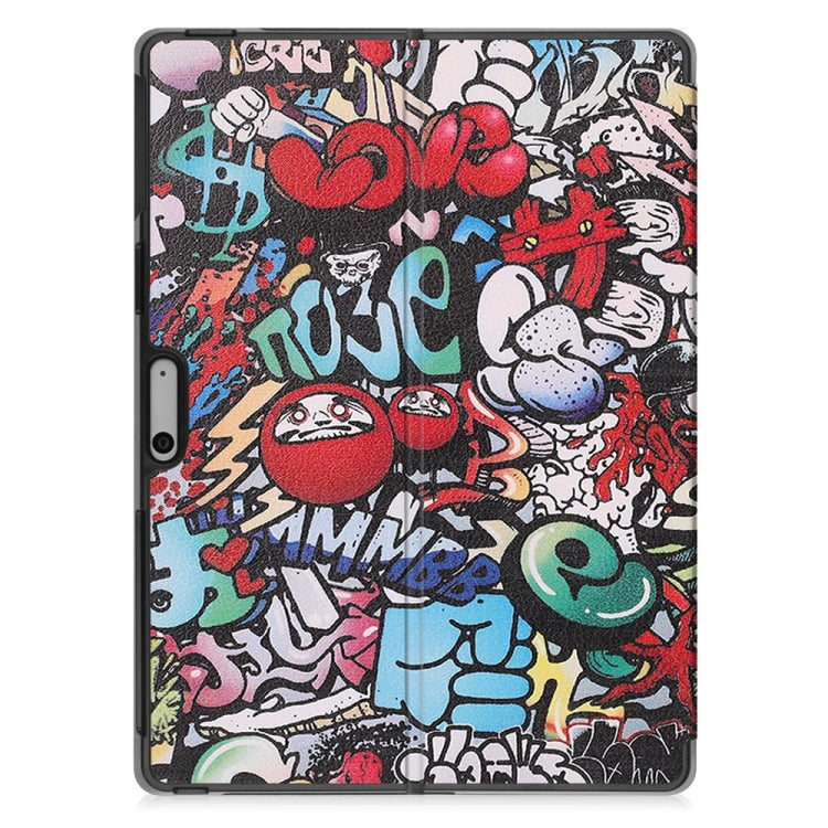 For Microsoft Surface Pro 9 JUNSUNMAY Custer Painted Stand Leather Tablet Case(Graffiti)