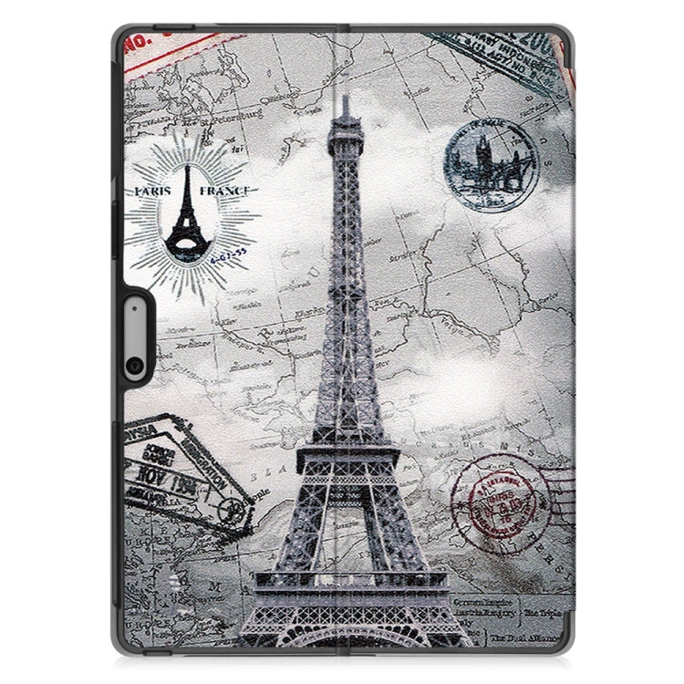 For Microsoft Surface Pro 9 / 10 / 11 JUNSUNMAY Custer Painted Stand Leather Tablet Case(Retro Tower)