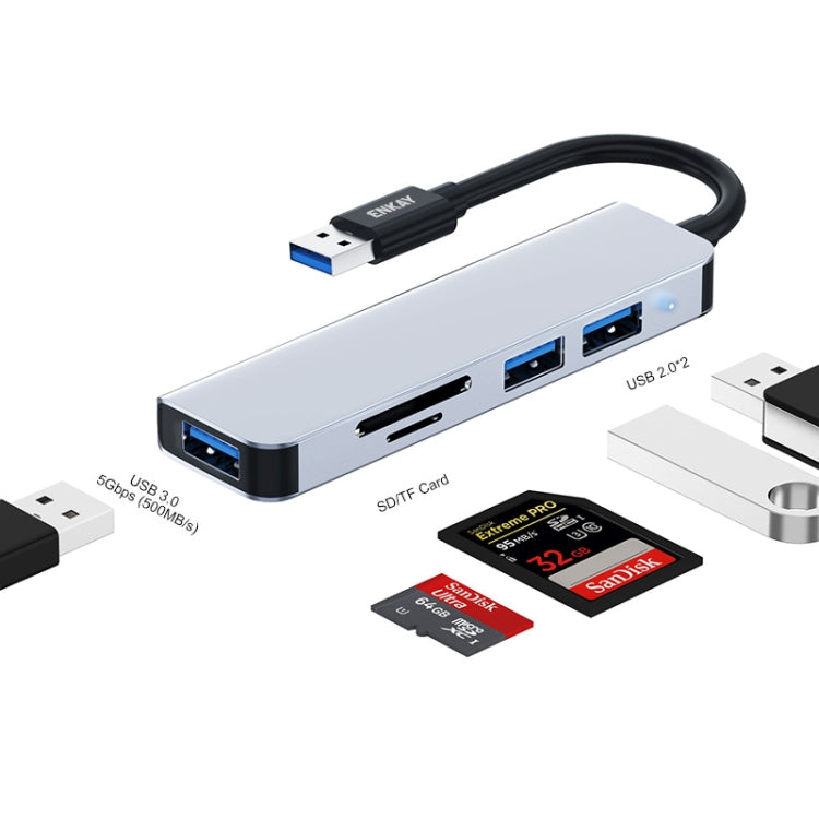 ENKAY Hat-Prince 5 in 1 Docking Station Adapter HUB SD/TF Card Reader, Interface:USB 3.0