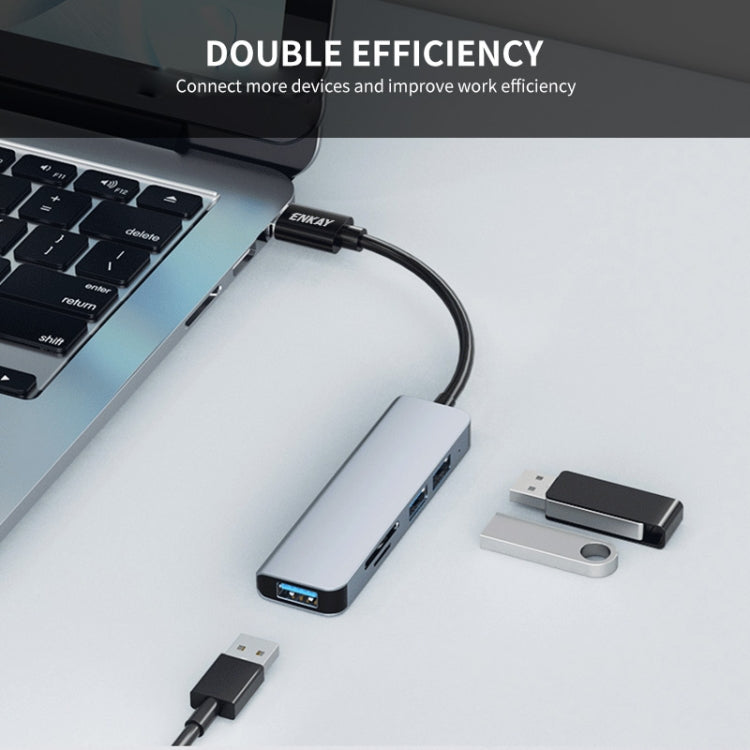 ENKAY Hat-Prince 5 in 1 Docking Station Adapter HUB SD/TF Card Reader, Interface:USB 3.0