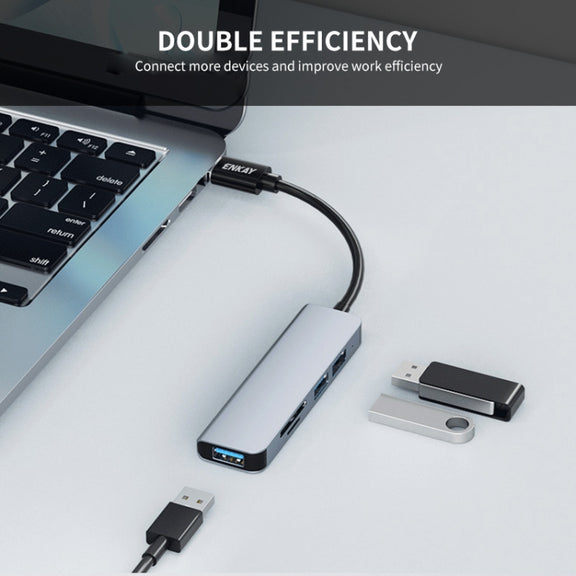 ENKAY Hat-Prince 5 in 1 Docking Station Adapter HUB SD/TF Card Reader, Interface:USB 3.0