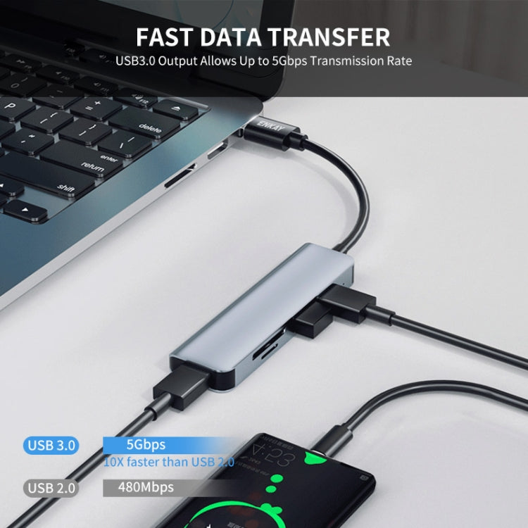 ENKAY Hat-Prince 5 in 1 Docking Station Adapter HUB SD/TF Card Reader, Interface:USB 3.0