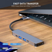 ENKAY Hat-Prince 5 in 1 Type-C Hub 4K HDMI Converter Docking Station 3.5mm Audio Jack Adapter