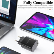 PD11 Single PD3.0 USB-C / Type-C 20W Fast Charger with 1m Type-C to 8 Pin Data Cable, EU Plug(White)