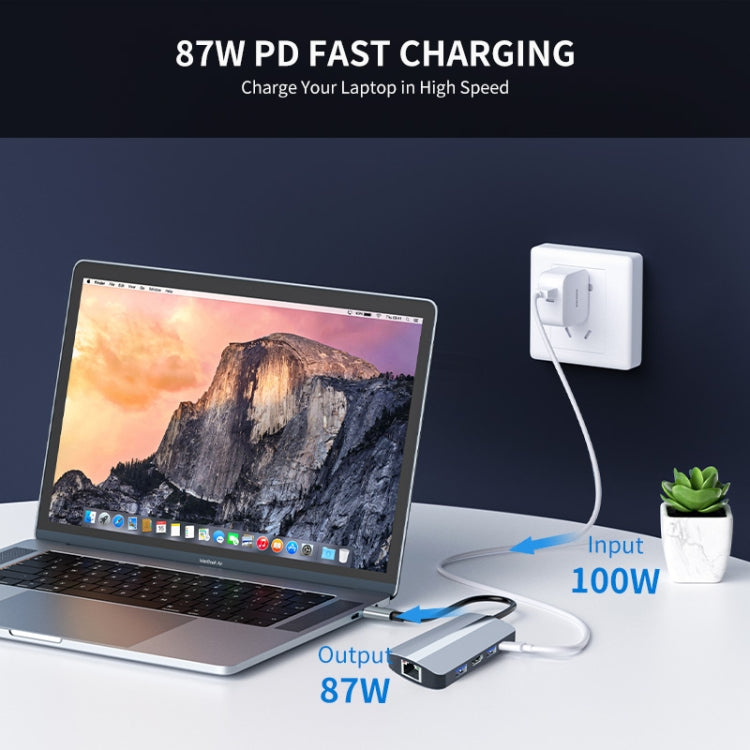 JUNSUNMAY 7 in 1 Multifunctional USB-C Hub Docking Station Adapter