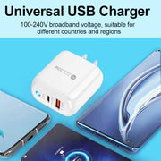 PD04 Type-C + USB Mobile Phone Charger with USB to 8 Pin Cable, US Plug(Black)