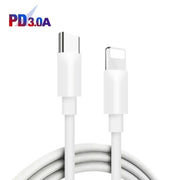 PD04 Type-C + USB Mobile Phone Charger with Type-C to 8 Pin Cable, US Plug(White)