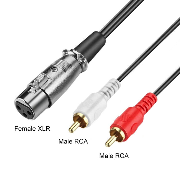 JUNSUNMAY 2 RCA Male to XLR Female Stereo Audio Cable, Cable Length:3m