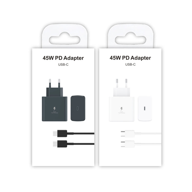 M135 45W USB-C / Type-C Port Fast Charger with 5A Type-C to Type-C Cable, EU Plug(Black)